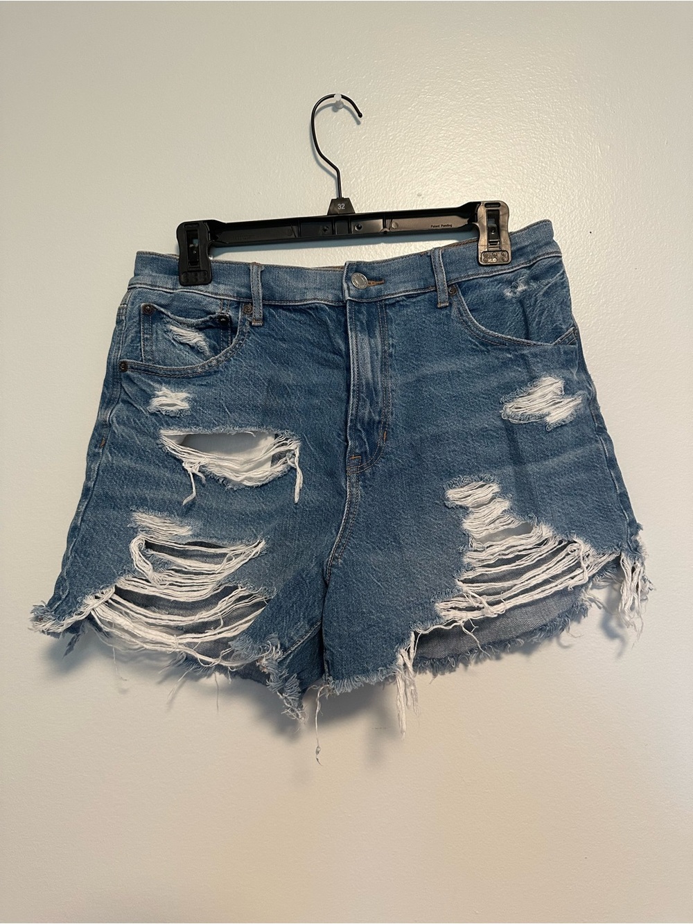 American Eagle Outfitters distressed blue denim cut-off shorts